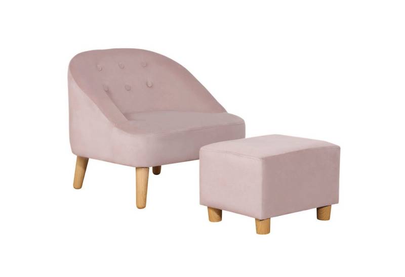 HOMCOM Sessel Kindermöbel Kinderzimmer Samtoptik Eukalyptusholz (Kindersessel, 2-St., Kindersofa), Einfache Montage und Demontage von HOMCOM