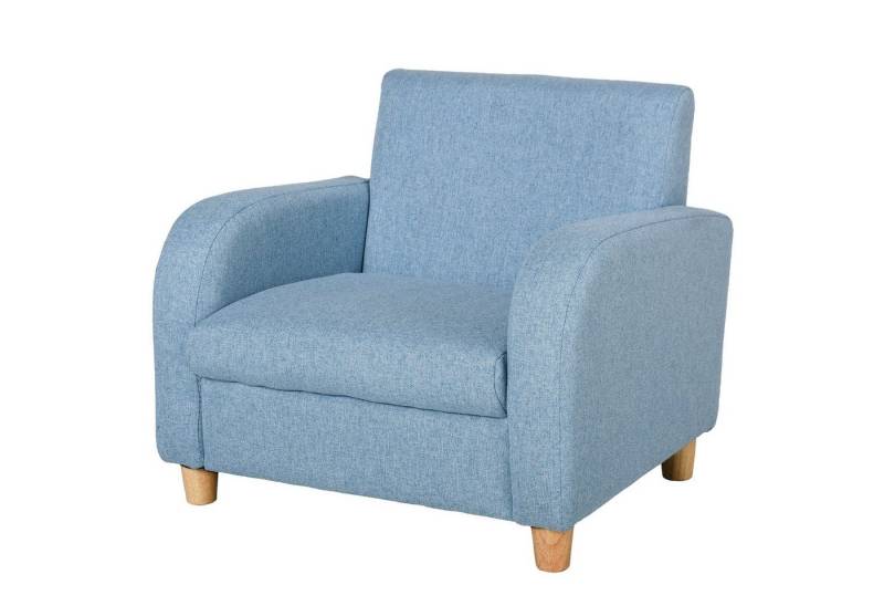 HOMCOM Sessel Kindersofa mit Schaumstoff und Sitzkissen Holz Leinen Schaumstoff Blau (Set, 1-St., für 3-5 Jahre Kinder), 49L x 45B x 44.5H cm von HOMCOM