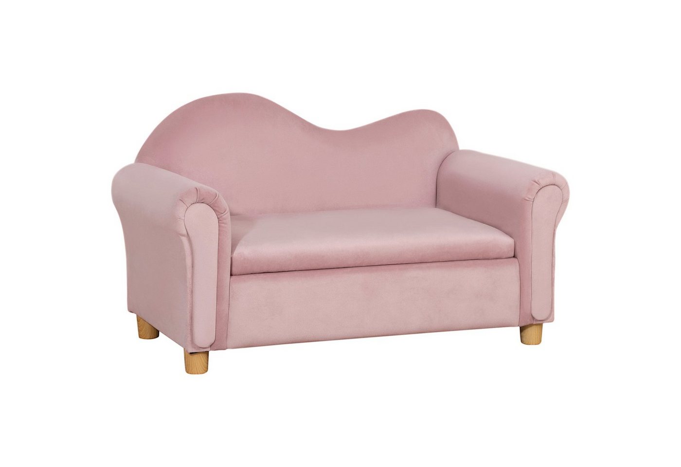 HOMCOM Sessel Kindersofa mit Stauraum, Spielsofa für Kinder, Rosa (Set, 1-St., Zweisitzer für Kinder 3-5 Jahre), 84L x 41.5B x 48.5H cm von HOMCOM