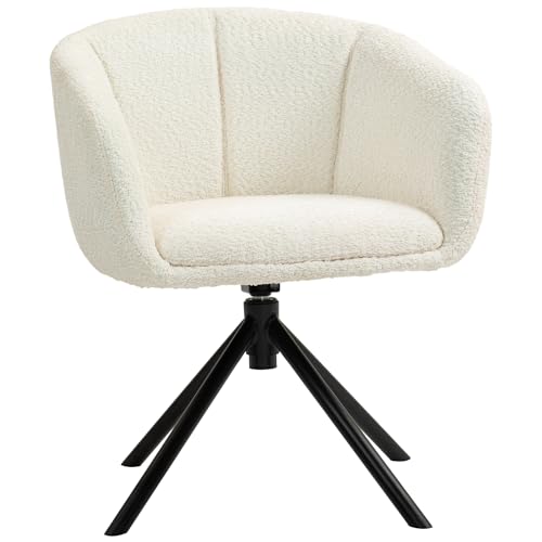 HOMCOM Sessel Wohnzimmer Loungesessel Relaxsessel mit Metallbeine Lesesessel mit Leinenoptik, Polstersessel für Schlafzimmer Cremeweiß von HOMCOM