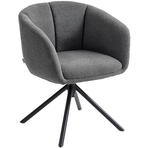 HOMCOM Sessel Wohnzimmer Loungesessel Relaxsessel mit Metallbeine Lesesessel mit Leinenoptik, Polstersessel für Schlafzimmer Dunkelgrau von HOMCOM