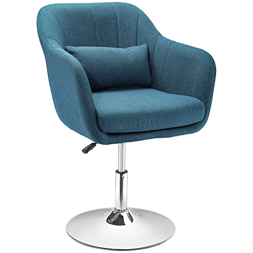 HOMCOM Sessel Wohnzimmer Loungesessel Relaxsessel mit Metallrahmen Lesesessel mit Leinenoptik, Polstersessel für Schlafzimmer, Wohnzimmer, Hellblau von HOMCOM