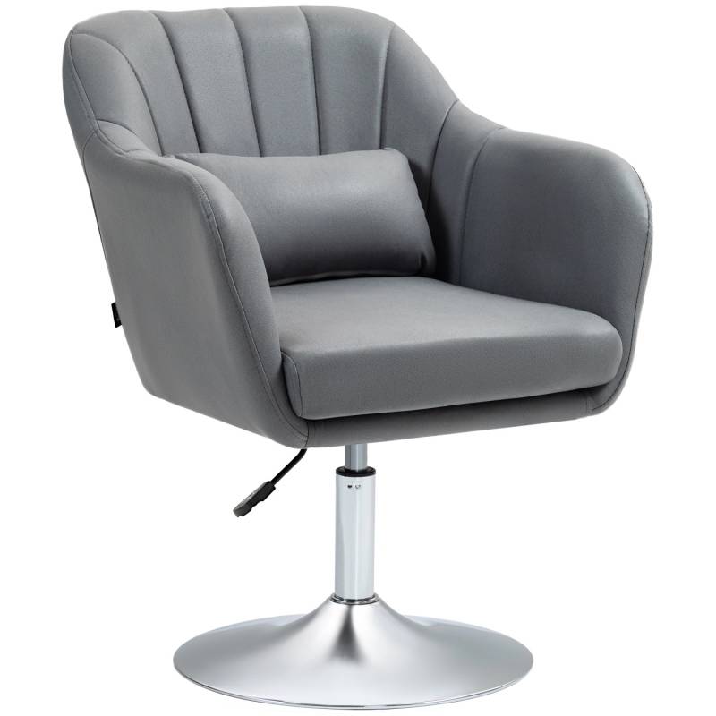 HOMCOM Sessel Loungesessel mit Armlehne Lendenkissen für Schlafzimmer Wohnzimmer Dunkelgrau von HOMCOM