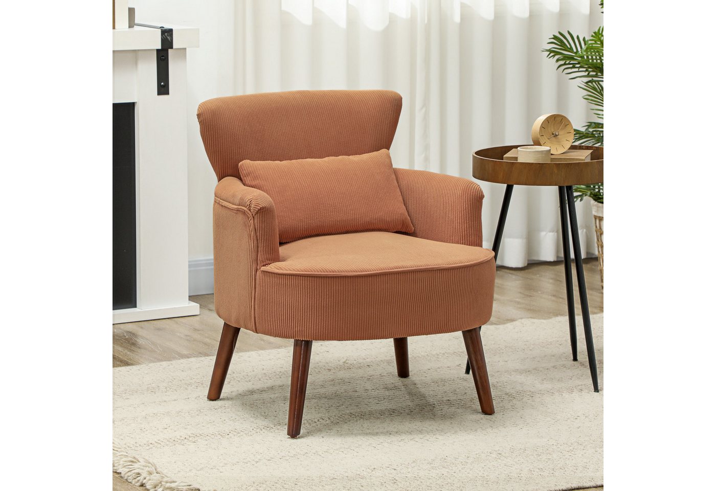 HOMCOM Sessel Loungesessel mit Armlehnen (Relaxsessel, 1-St., Polstersessel), für Wohnzimmer, Schlafzimmer, Orange von HOMCOM