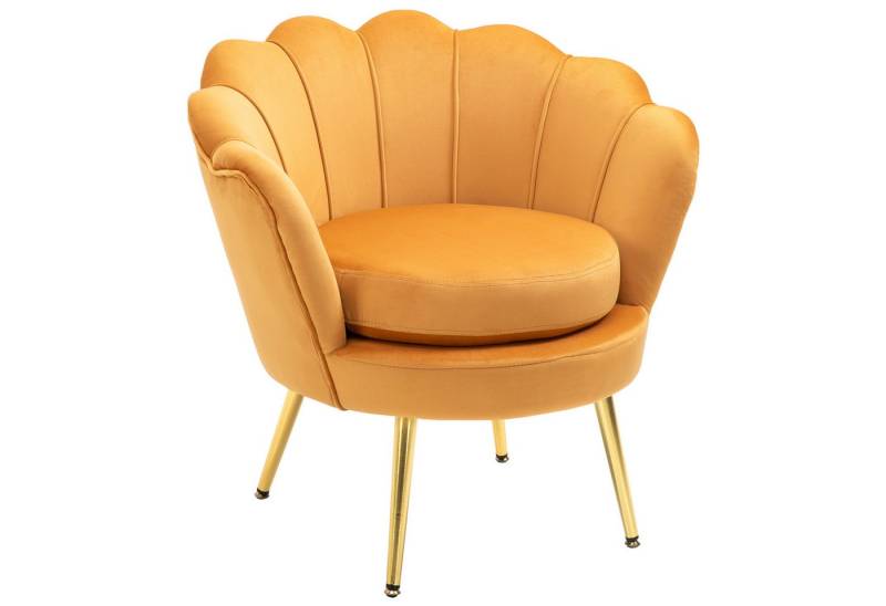 HOMCOM Sessel Polstersessel in Lotusform (Relaxsessel mit Metallbeinen, 1-St., für Schlafzimmer, Wohnzimmer), Gelb von HOMCOM