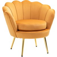 HOMCOM Sessel Polstersessel in Muschelform Relaxsessel mit Metallbeinen, Schminkstuhl mit Samtoptik, für Schlafzimmer Wohnzimmer, Gelb   Aosom von HOMCOM