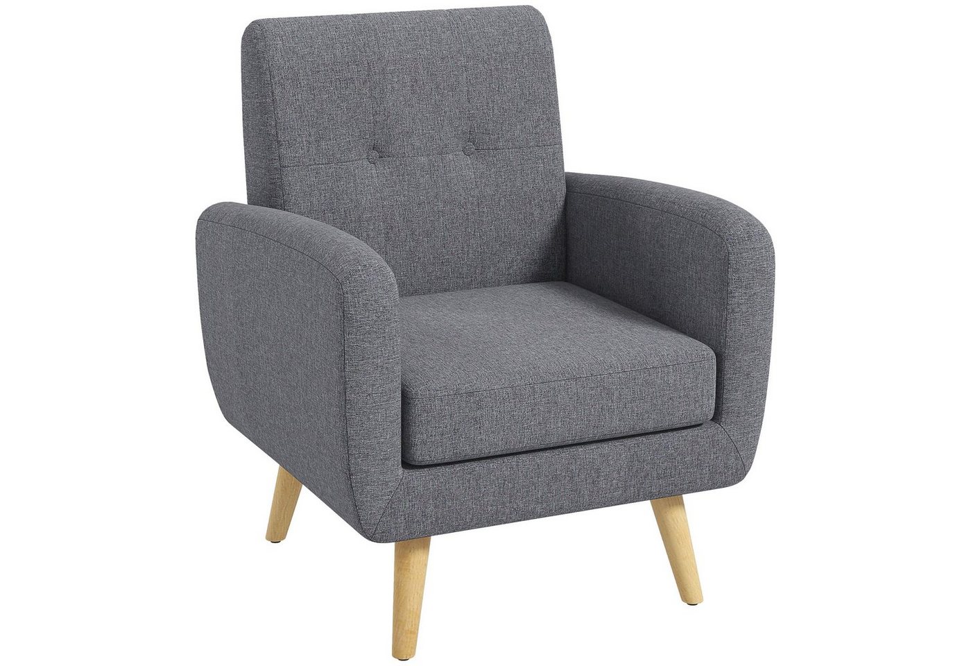 HOMCOM Sessel Polstersessel mit Leinenoptik im Moderndesign (Relaxsessel, 1-St., Einzelsessel), Hellgrau 70 x 69,5 x 86,5 cm von HOMCOM