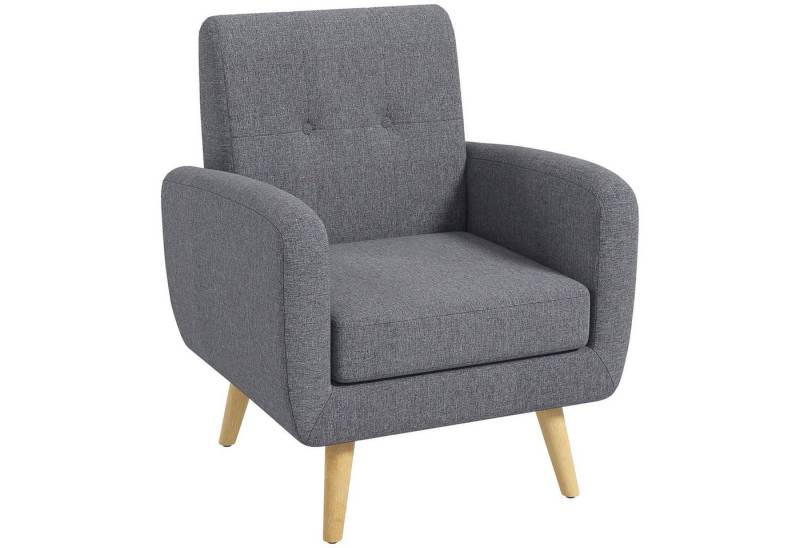 HOMCOM Sessel Polstersessel mit Leinenoptik im Moderndesign (Relaxsessel, 1-St., Einzelsessel), Hellgrau 70 x 69,5 x 86,5 cm von HOMCOM