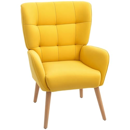HOMCOM Sessel Relaxsessel Wohnzimmer Loungesessel mit Holzbeine, Samtoptik, Polstersessel, Lesesessel für Schlafzimmer Gelb HOMCOM Sessel Relaxsessel Wohnzimmer Loungesessel mit Holzbeine, Samtoptik, Polstersessel, Lesesessel für Schlafzimmer Gelb von HOMCOM