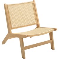 HOMCOM Sessel Relaxsessel ohne Armlehne, Stuhl mit Rattan-Rückenlehne, Holzrahmen, Lesesessel für Wohnzimmer Schlafzimmer Naturholz   Aosom von HOMCOM