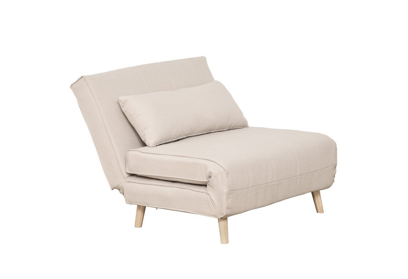 HOMCOM Sessel Rückenlehne Liege, Leinenimitat Tannenholz, Cremeweiß, 94 x 78 x 80 cm (2-Sitzer Sofa, 1-St., 1 x Einzelschlafsofa), mit Bettfunktion von HOMCOM