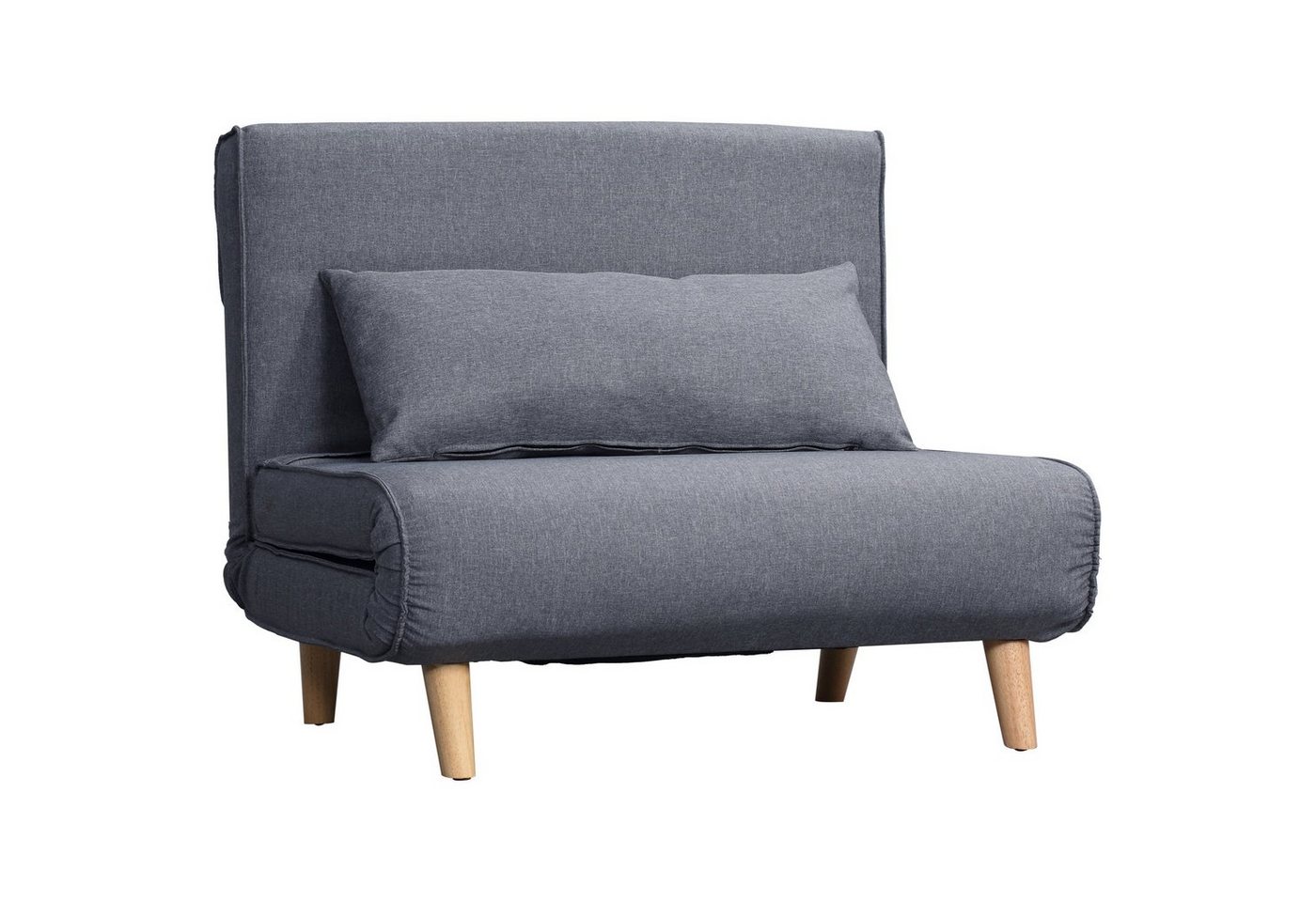 HOMCOM Sessel Rückenlehne Liege, Leinenimitat Tannenholz, Grau, 94 x 78 x 80 cm (2-Sitzer Sofa, 1-St., 1 x Einzelschlafsofa), mit Bettfunktion von HOMCOM