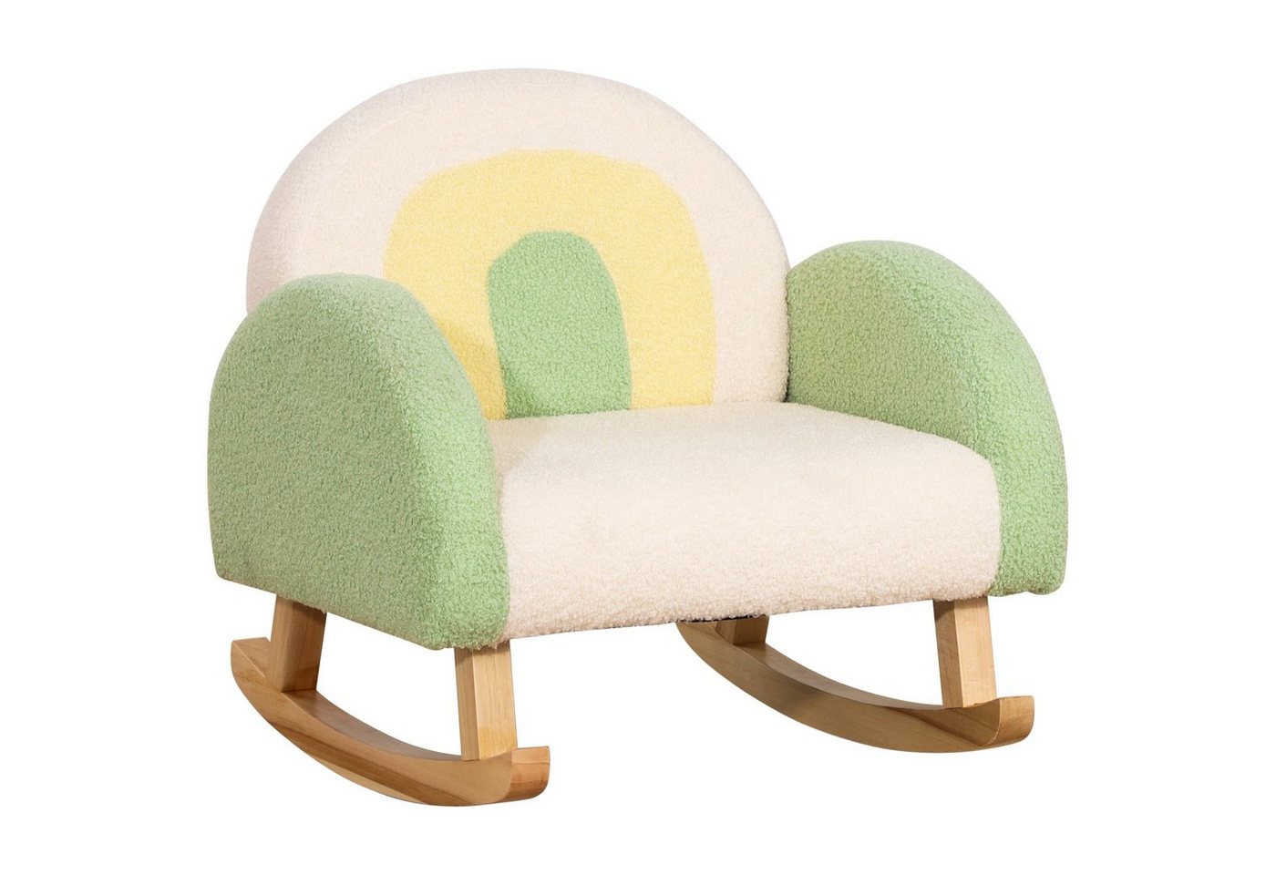 HOMCOM Sessel Schaukelstuhl für Kleinkinder Niedliches Design, Schaffell-Imitat Grün (Set, 1-St., Kindercouch für Kinder ab 1,5-3 Jahre), 50B x 45T x 44H cm von HOMCOM