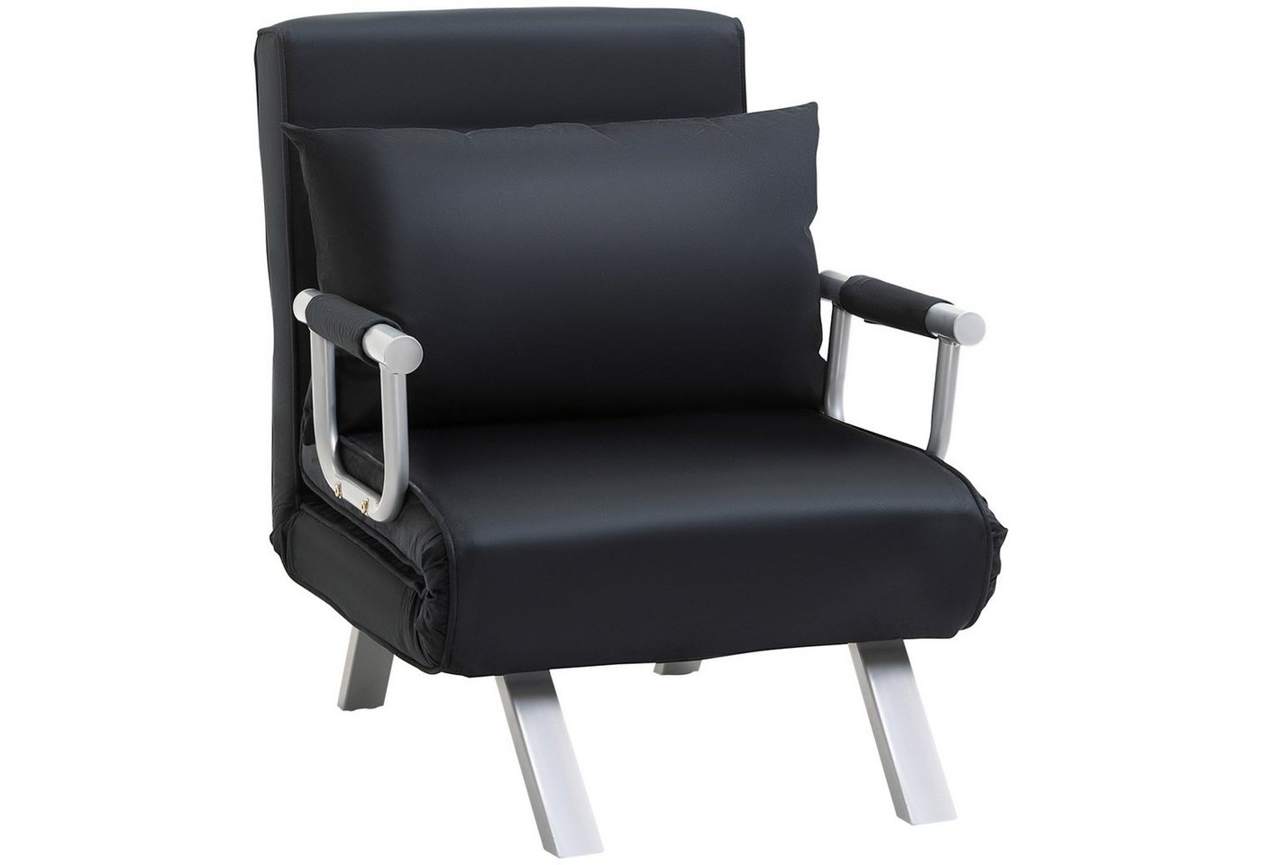 HOMCOM Sessel Schlafsessel mit Armlehne, 2-in-1 Gästebett (Klappbett, 1-St., Schlafsofa), für Wohnzimmer, Schwarz von HOMCOM