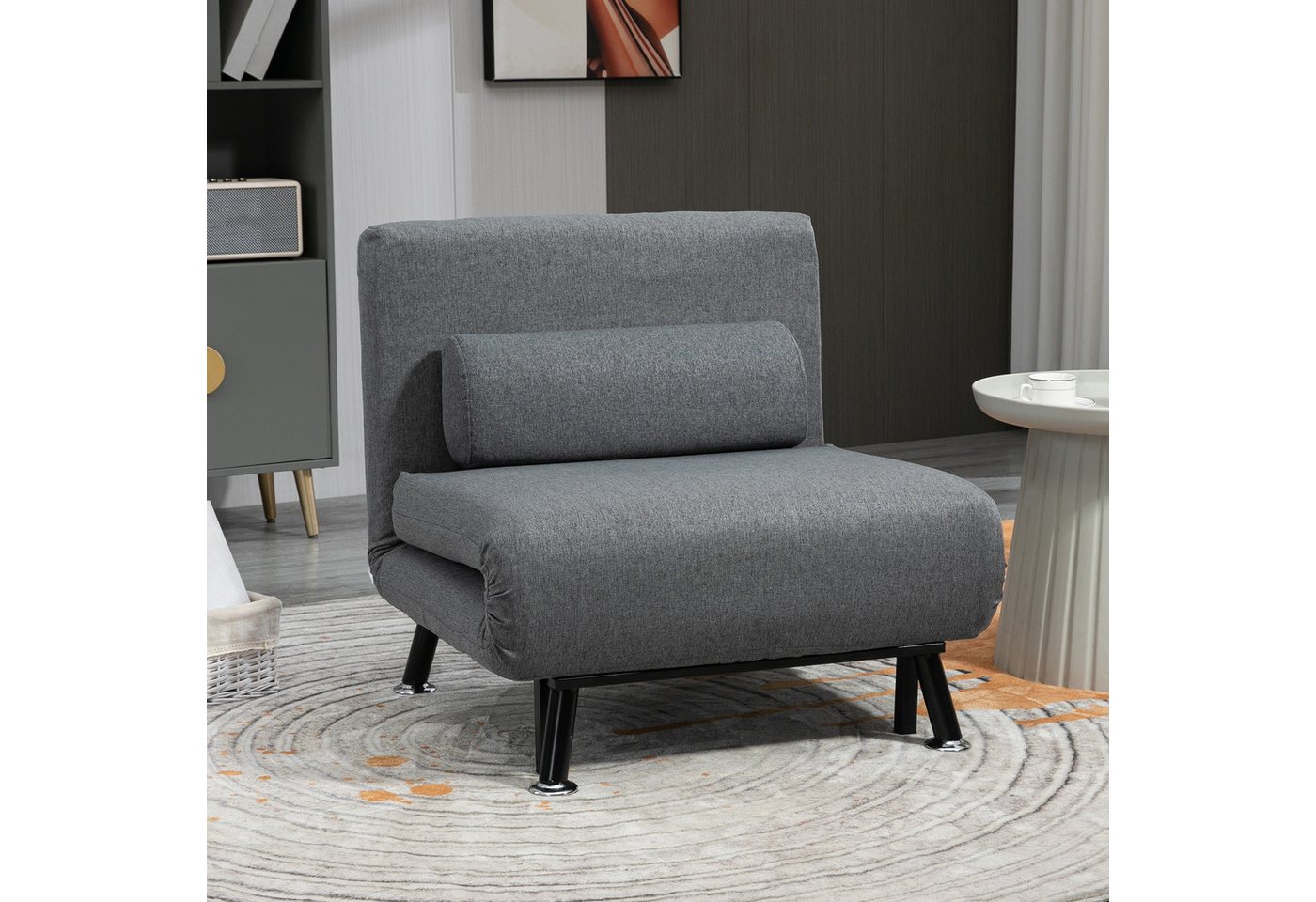 HOMCOM Sessel Schlafsofa, Klappmatratze, Bett, Gästebett (Klappbett, 1-St., Schlafsessel), für Wohnzimmer, Dunkelgrau von HOMCOM