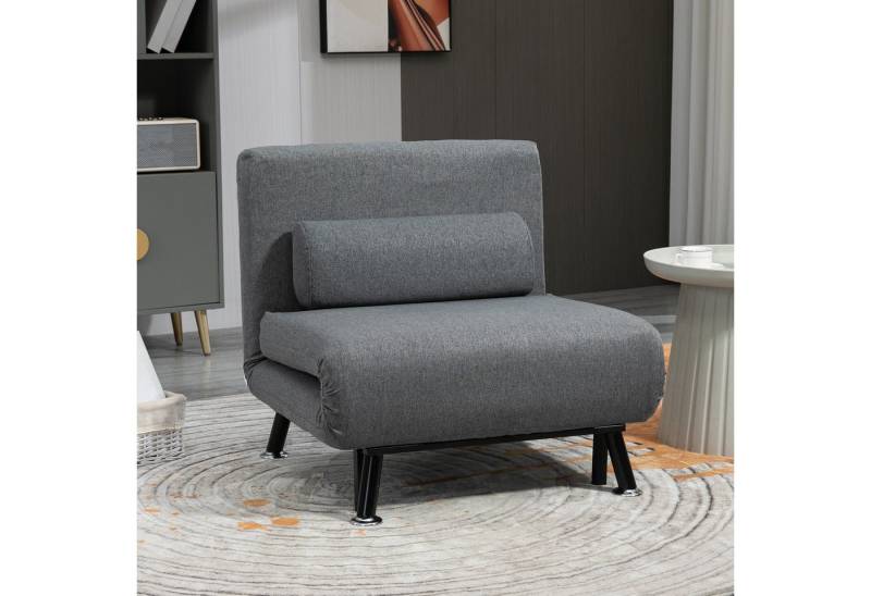 HOMCOM Sessel Schlafsofa, Klappmatratze, Bett, Gästebett (Klappbett, 1-St., Schlafsessel), für Wohnzimmer, Dunkelgrau von HOMCOM