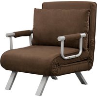 HOMCOM Sessel-Schlafsofa 1-Sitzer Convertible Abnehmbarer Gesteppter Suede-Bezug Maximaler Komfort Kissen Metallarmlehren Braun   Aosom von HOMCOM