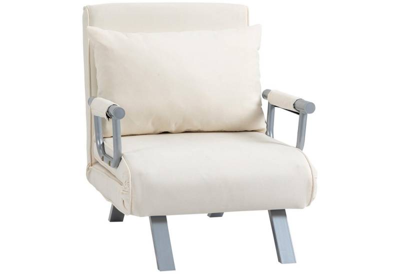 HOMCOM Sessel Schlafsofa mit Armlehne 3-in-1 Schlafsessel (Klappbett, 1-St., Klappmatratze), Samt Creme, 65 x 69 x 80 cm von HOMCOM