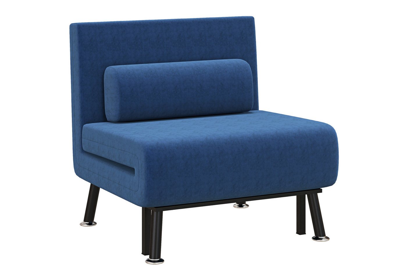 HOMCOM Sessel Schlafsofa mit Verstellbarer Rückenlehne, Gästebett (Klappbett mit Bettfunktion, 1-St., Schlafsessel), für Schlafzimmer, Blau, 75cm x 70cm x 75cm von HOMCOM