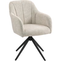 HOMCOM Sessel Wohnzimmer Drehbarer Loungesessel Gepolsterter Getufteter Relaxsessel mit Stahlbeine, Samtoptik Polstersessel Schminkstuhl für Schlafzimmer Beige   Aosom von HOMCOM