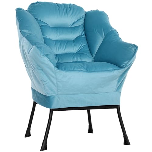 HOMCOM Sessel Wohnzimmer Loungesessel Gepolstert Relaxsessel mit Seitentasche, Stahlbeine Polstersessel mit Samtoptik, Einzelsessel für Schlafzimmer, Blau HOMCOM Sessel Wohnzimmer Loungesessel Gepolstert Relaxsessel mit Seitentasche, Stahlbeine Polstersessel mit Samtoptik, Einzelsessel für Schlafzimmer, Blau von HOMCOM
