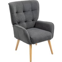 HOMCOM Sessel Wohnzimmer Loungesessel Relaxsessel mit Holzbeine Lesesessel mit Samtoptik, Polstersessel für Schlafzimmer Grau   Aosom von HOMCOM