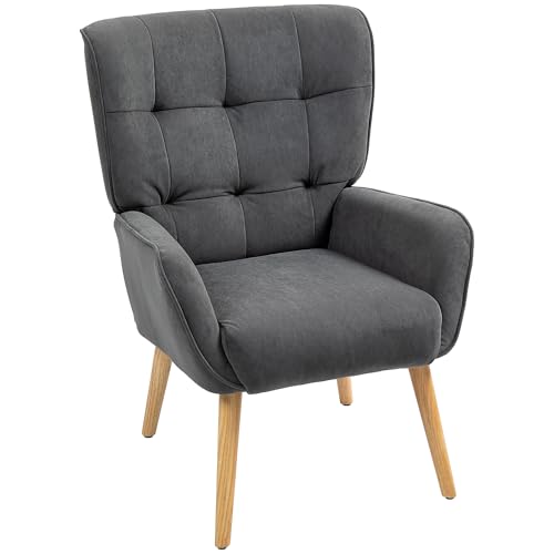 HOMCOM Sessel Wohnzimmer Loungesessel Relaxsessel mit Holzbeine Lesesessel mit Samtoptik, Polstersessel für Schlafzimmer Grau HOMCOM Sessel Wohnzimmer Loungesessel Relaxsessel mit Holzbeine Lesesessel mit Samtoptik, Polstersessel für Schlafzimmer Grau von HOMCOM