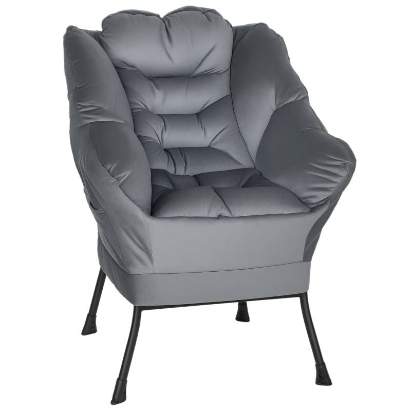 HOMCOM Sessel Wohnzimmer Loungesessel für Schlafzimmer Grau von HOMCOM