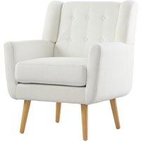HOMCOM Sessel Wohnzimmer Ohrensessel Gepolstert Getuftet Loungesessel Relaxsessel mit Teddy-Fleece-Optik, Holzbeine, Polstersessel für Schlafzimmer, Weiß   Aosom von HOMCOM