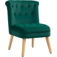 HOMCOM Sessel für Wohnzimmer und Esszimmer mit gepolsterter Sitzfläche, Schlafsessel mit Holzbeinen und samtartigem Stoff, 60x66x79 cm, Grün   Aosom von HOMCOM