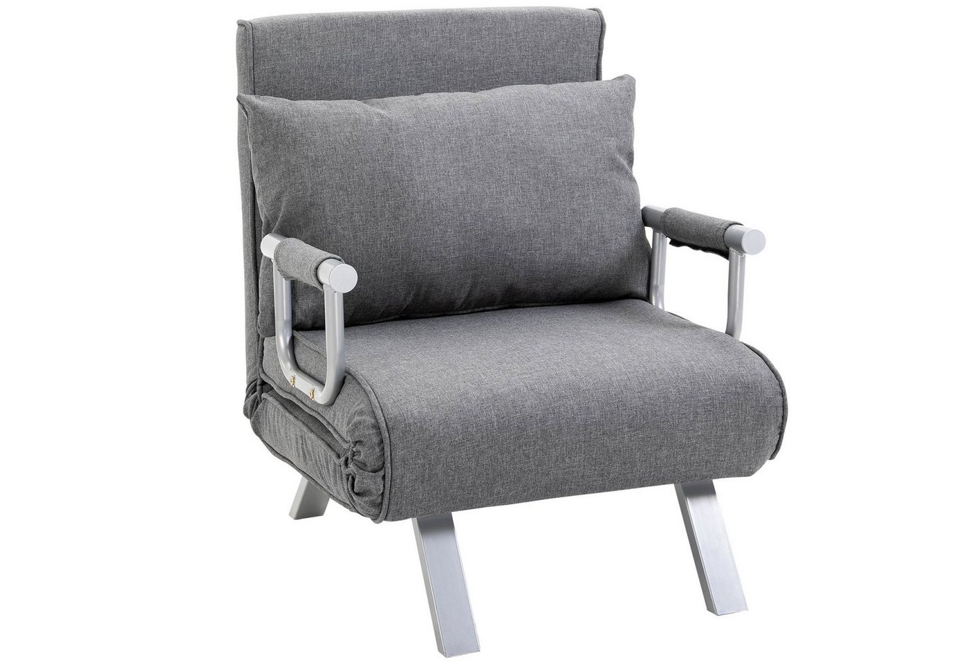 HOMCOM Sessel mit Armlehne, 3-in-1 Gästebett, Klappmatratze, Klappbett (Schlafsessel, 1-St., Schlafsofa), für Wohnzimmer, Hellgrau von HOMCOM