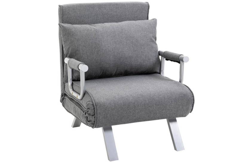 HOMCOM Sessel mit Armlehne, 3-in-1 Gästebett, Klappmatratze, Klappbett (Schlafsessel, 1-St., Schlafsofa), für Wohnzimmer, Hellgrau von HOMCOM
