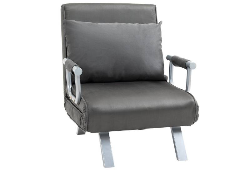 HOMCOM Sessel mit Armlehne, 3-in-1 Gästebett, Klappmatratze, Klappbett (Schlafsessel, 1-St., Schlafsofa), für Wohnzimmer, Hellgrau von HOMCOM