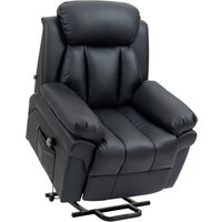 HOMCOM Sessel mit Aufstehhilfe, Elektrischer Relaxsessel, Neigebarer TV-Sessel mit Fernbedienung, Fernsehsessel, Kinosessel aus Kunstleder, Schwarz von HOMCOM