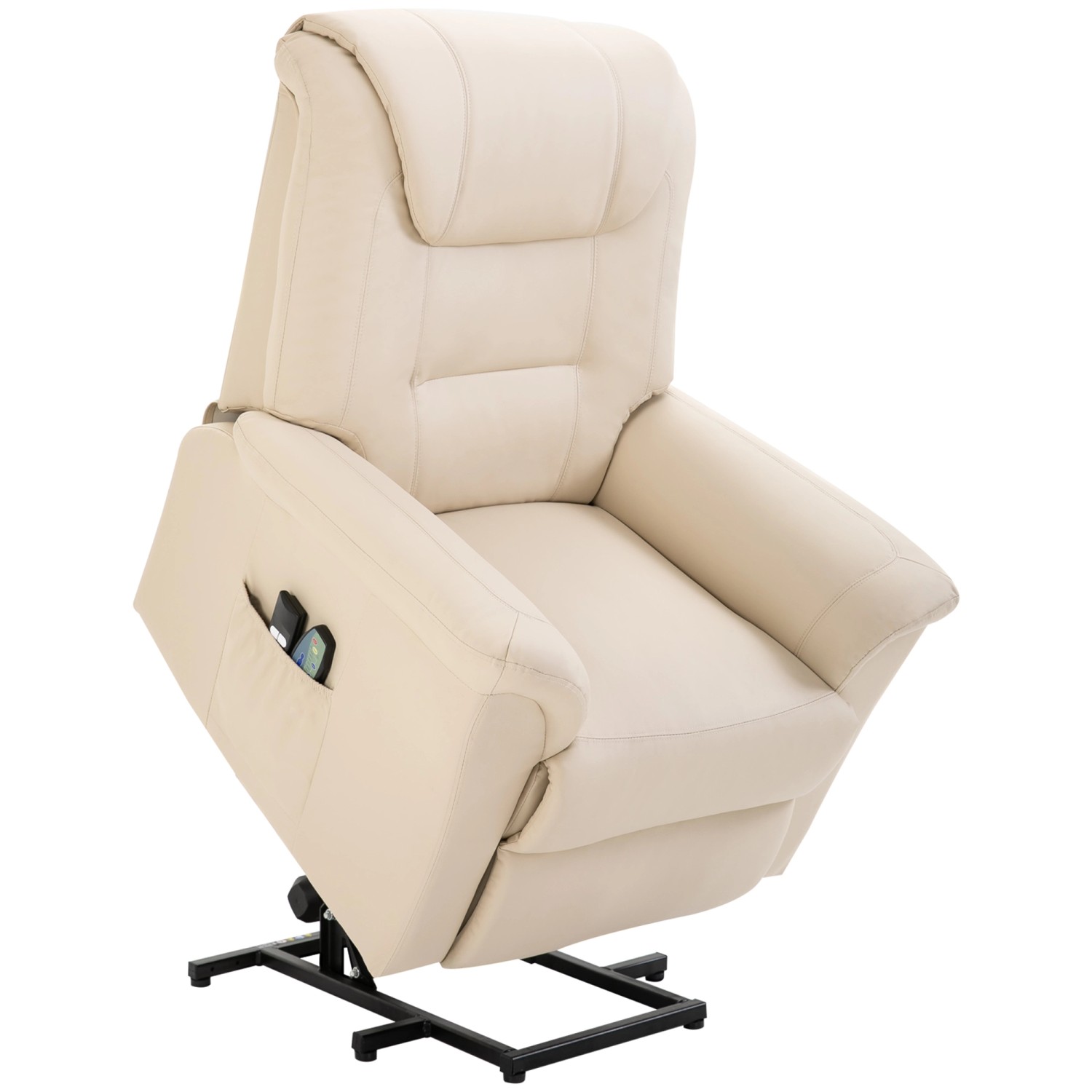 HOMCOM Sessel mit Aufstehhilfe Kunstleder Stahl Schaumstoff Cremeweiß von HOMCOM