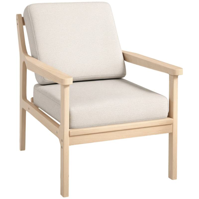 HOMCOM Sessel mit Holzbeine Polyester Gummiholz Beige 62L x 82B x 82H cm HOMCOM Sessel mit Holzbeine Polyester Gummiholz Beige 62L x 82B x 82H cm von HOMCOM