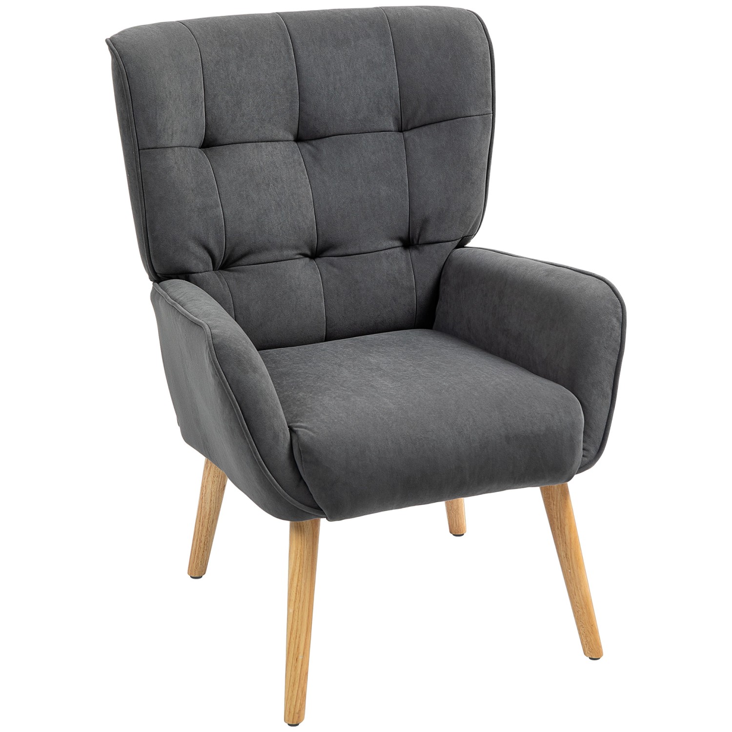 HOMCOM Sessel mit Holzbeine mit Samtoptik Samt Grau 75L x 66B x 100H cm von HOMCOM