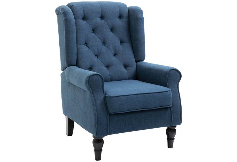 HOMCOM Sessel mit Tufting, hoher Rückenlehne (Ohrensessel, 1-St., Einzelsessel), für Wohnzimmer, Blau von HOMCOM