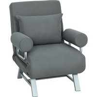 HOMCOM Sesselbett 3-in-1 mit 5-stufig verstellbarer Rückenlehne und Extra-Kissen, moderner Sessel aus Leinenoptik-Stoff und Metall, 73x78x81 cm, Dunkelgrau   Aosom von HOMCOM