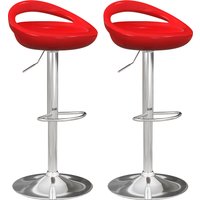 HOMCOM Set 2 Barhocker Hoch, 360° drehbar, mit Rückenlehne und Fußstütze, Höhenverstellbar, Stahlbasis, für Esszimmer und Küche, 46x41x76-96cm, Rot   Aosom von HOMCOM