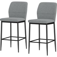 HOMCOM Set 2 Barhocker aus Samt, moderne hohe Stühle mit Fußstütze und Rückenlehne, Barhocker für Küche und Wohnzimmer, 41x52x97 cm, Grau   Aosom von HOMCOM