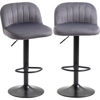 HOMCOM Set 2 Barhocker aus Samt mit Rückenlehne und Fußstütze, Drehbare Küchenhocker mit Höhenverstellung, 43x45x81-101cm, Grau Aosom HOMCOM Set 2 Barhocker aus Samt mit Rückenlehne und Fußstütze, Drehbare Küchenhocker mit Höhenverstellung, 43x45x81-101cm, Grau Aosom von HOMCOM