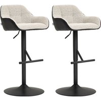 HOMCOM Set 2 Barhocker mit Rückenlehne, Fußstütze und Armlehnen, Höhenverstellbar und 360° drehbar, Leinen und PU mit rutschfester Base, für Theke, Restaurant, Hellgrau   Aosom von HOMCOM