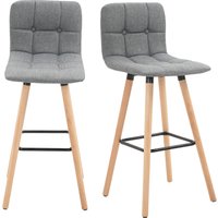 HOMCOM Set 2 Barhocker mit Rückenlehne und Fußstütze, Gepolsterter Stoffsitz und Holzbeine, 41,5x47x97,5, Grau   Aosom von HOMCOM
