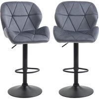 HOMCOM Set 2 Barhocker mit höhenverstellbarer Metallbasis, Samt Sitz, Drehbare Barhocker mit Rückenlehne und Fußstütze, 51,5x57,5x93-114,5cm, Grau   Aosom von HOMCOM