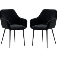 HOMCOM Set 2 Esszimmerstühle Im Nordischen Stil, Küchenstühle aus Stoff mit Armlehnen und Stahlbeinen für Wohnzimmer, 54x57x80 cm, Schwarz   Aosom von HOMCOM