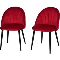 HOMCOM Set 2 Esszimmerstühle aus Samt, Küchen- und Wohnzimmerstühle mit Metallbeinen und Muschelrückenlehne, Rot Aosom HOMCOM Set 2 Esszimmerstühle aus Samt, Küchen- und Wohnzimmerstühle mit Metallbeinen und Muschelrückenlehne, Rot Aosom von HOMCOM