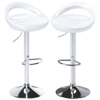 HOMCOM Set 2 Hochstühle, 360° Drehbare Barhocker mit Rückenlehne und Fußstütze, Höhenverstellbar, Stahlbasis, für Esszimmer und Küche, 46x41x76-96cm, Weiß   Aosom von HOMCOM