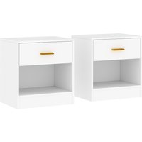 HOMCOM Set 2 Moderne Nachttische mit Schublade und offener Ablage, Nachttische für Schlafzimmer aus Spanplatte, 39x28x41 cm, Weiß   Aosom von HOMCOM