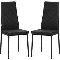 HOMCOM Set 2 Stühle Esszimmer Hoher Rückenlehne, Küchenstühle Kunstleder Diamantsteppung, Antirutschfüße und Stahlbeine für Wohnzimmer, 41x50x97 cm, Schwarz   Aosom von HOMCOM